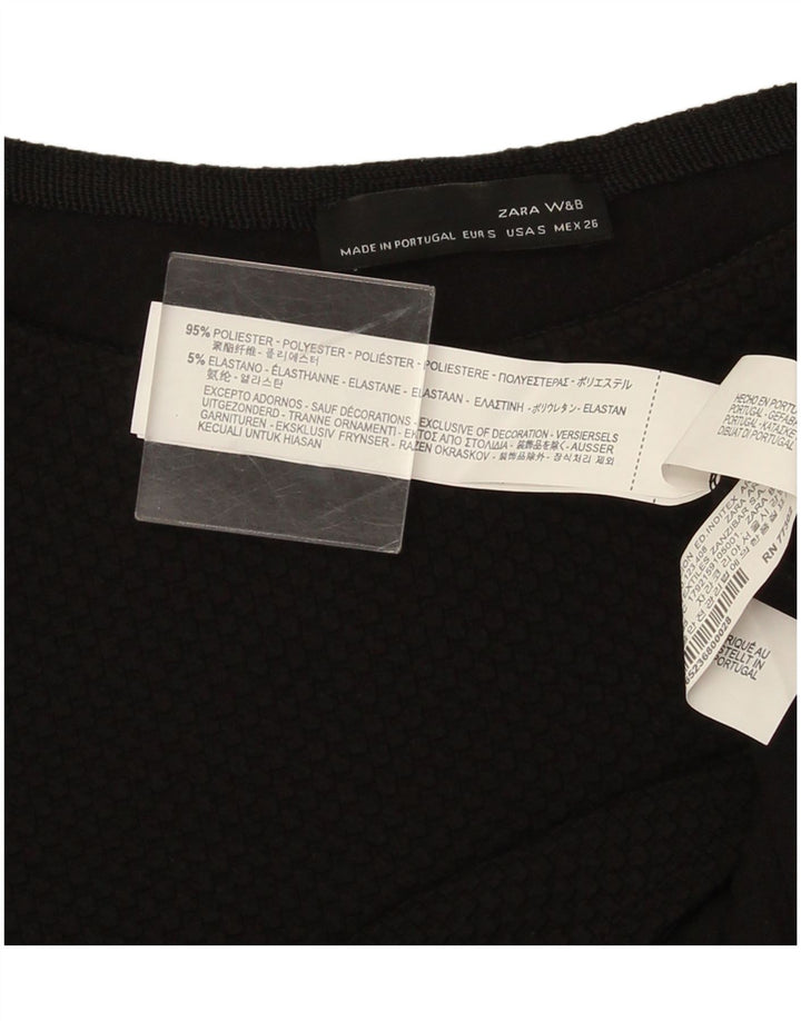 Zara Womens Top 3/4 Sleeve UK 10 Small Black Polyester