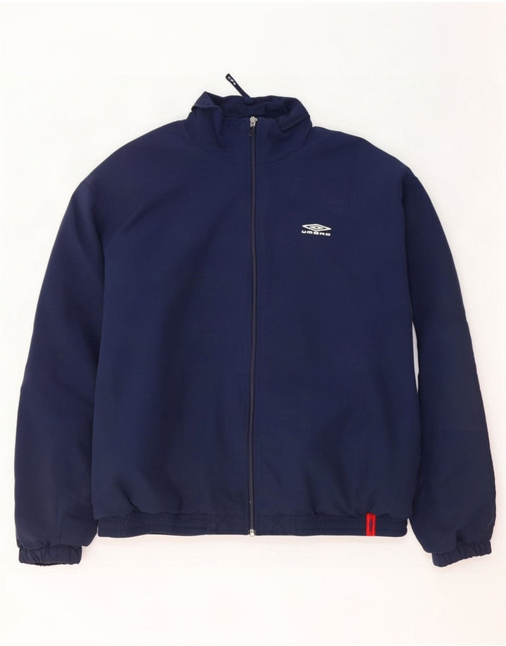 Umbro Mens Tracksuit Top Jacket Large Navy Blue Colourblock Polyester
