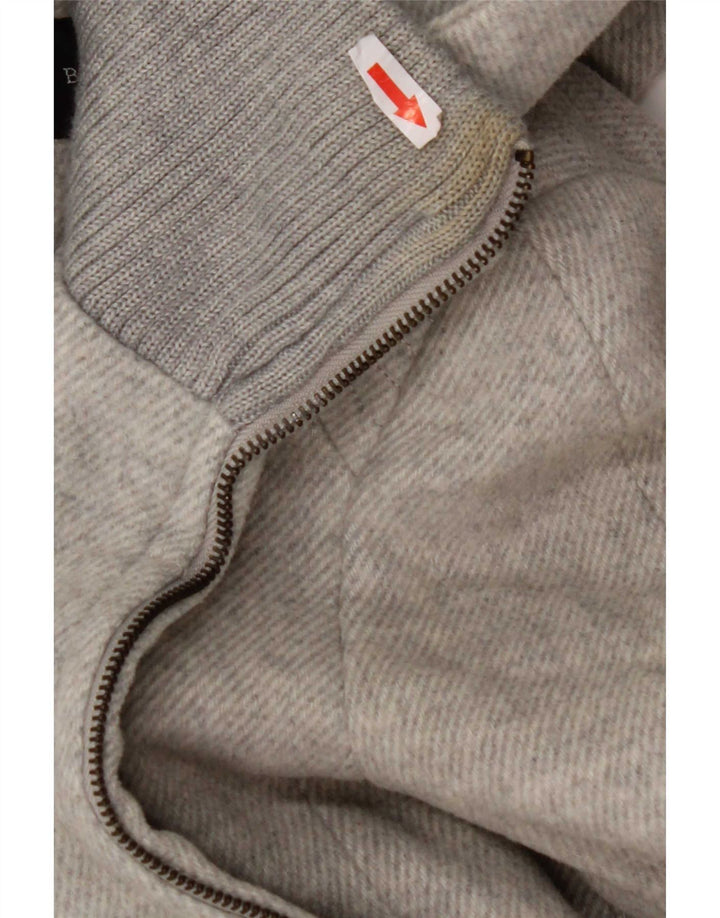 Zara Womens Hooded Overcoat UK 12 Medium Grey Acrylic