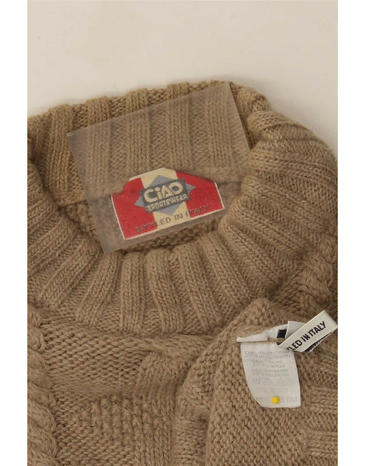 Ciao Mens Turtle Neck Jumper Sweater Large Brown Acrylic