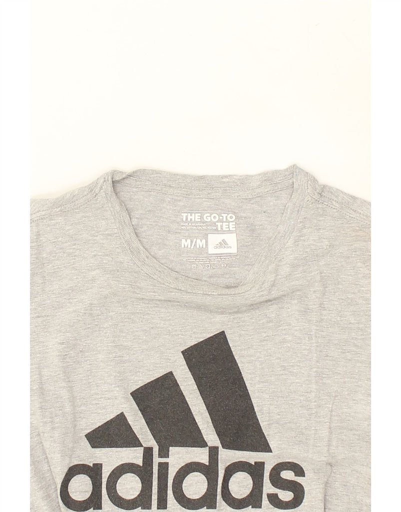 ADIDAS Womens The Go-To Tee Graphic T-Shirt Top UK 14 Medium Grey Cotton | Vintage Adidas | Thrift | Second-Hand Adidas | Used Clothing | Messina Hembry 