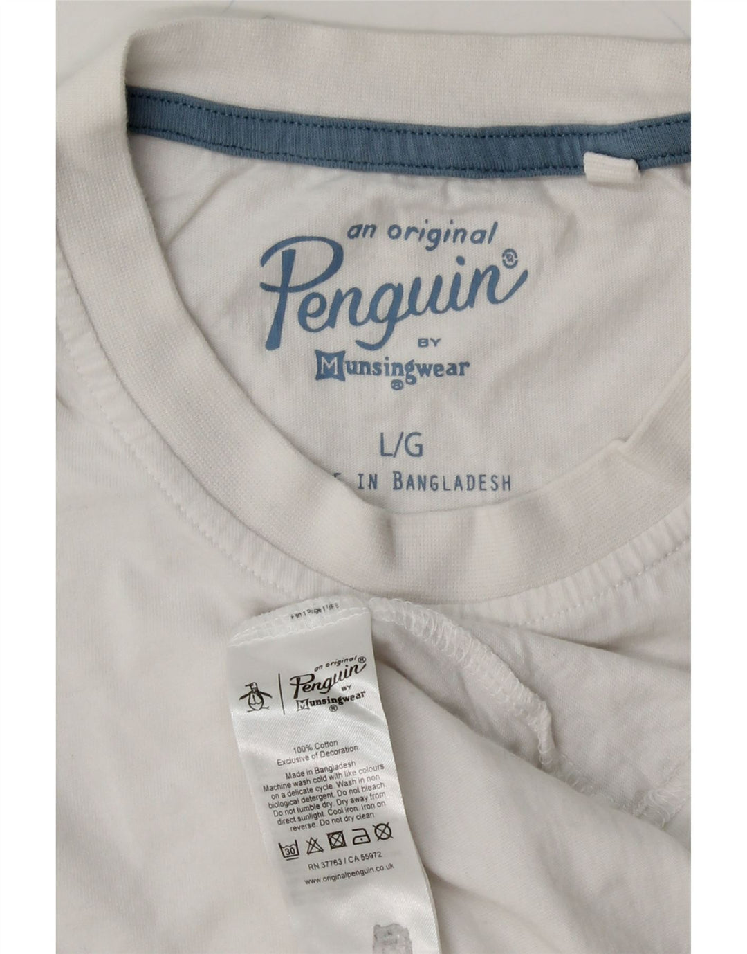 PENGUIN Mens T-Shirt Top Large White Spotted Cotton