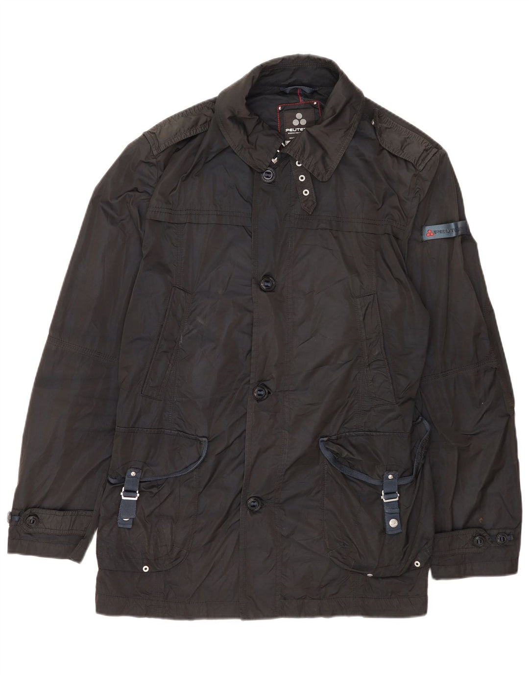PEUTEREY Mens Military Jacket EU 54 2XL Black Polyester