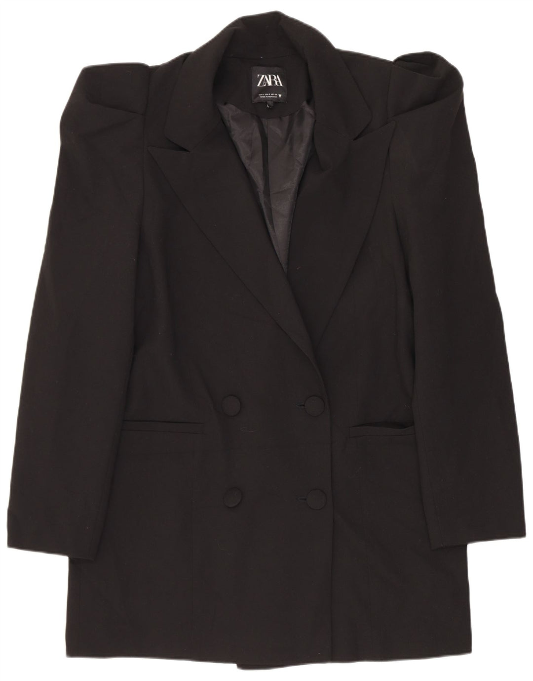 Zara Womens Double Breasted Oversized Blazer Jacket UK 10 Small Black