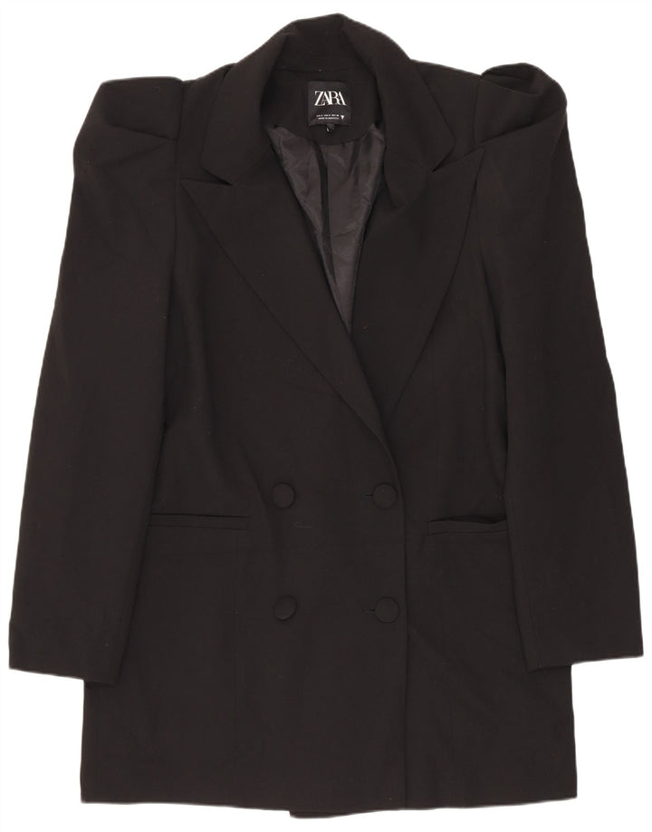 Zara Womens Double Breasted Oversized Blazer Jacket UK 10 Small Black