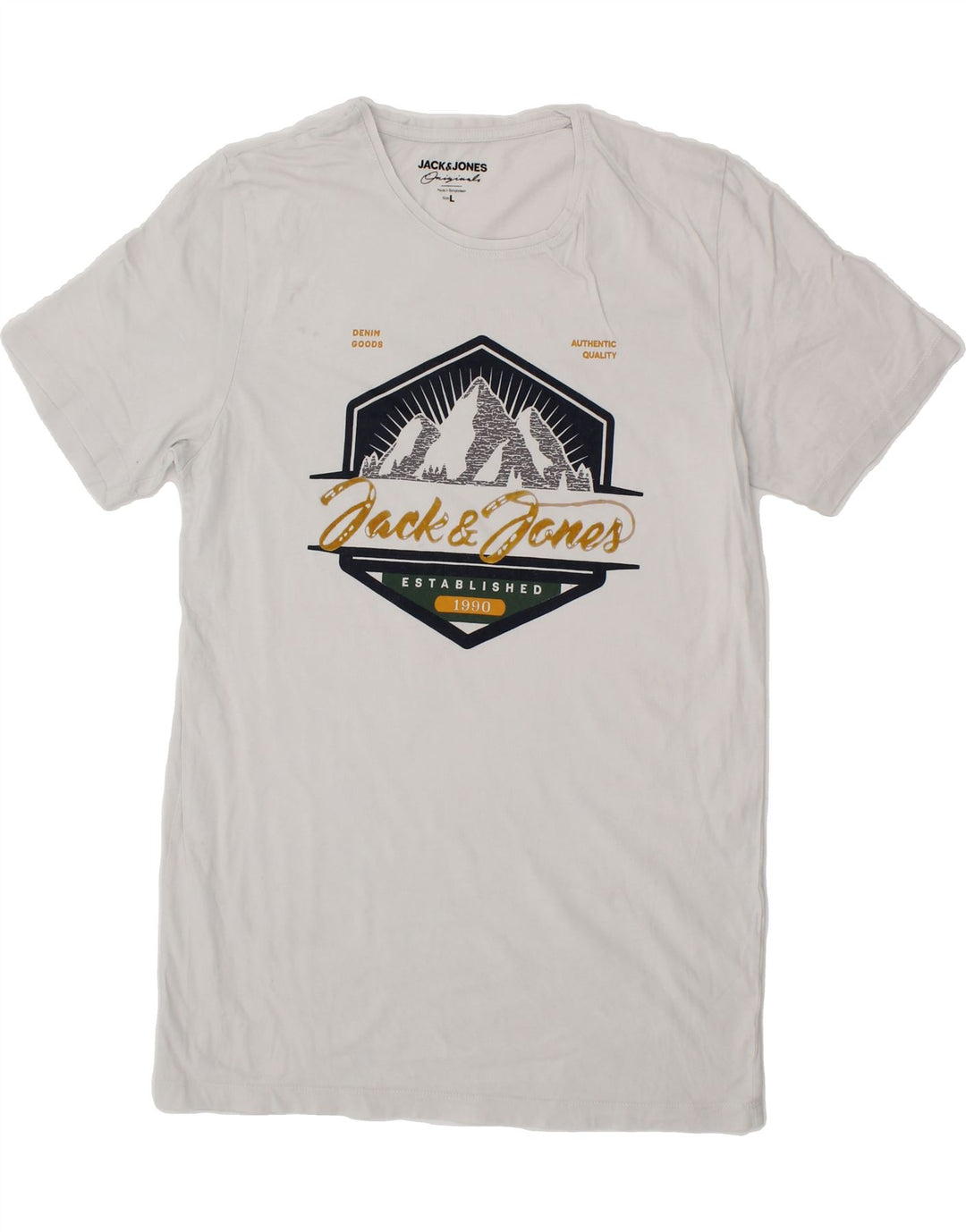 JACK & JONES Womens Graphic T-Shirt Top UK 14 Large White Vintage Jack & Jones and Second-Hand Jack & Jones from Messina Hembry 