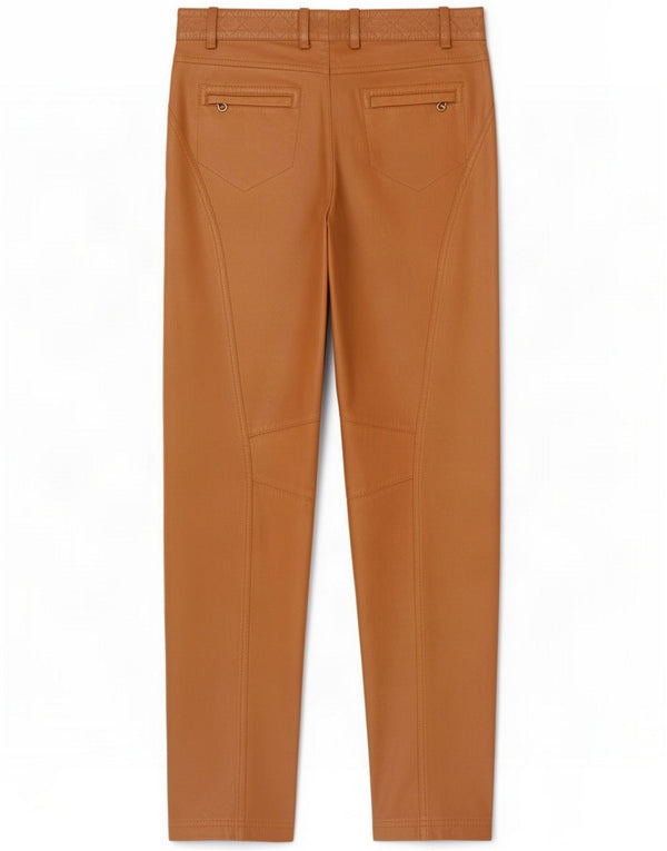 Aigner Womens Leather Trousers IT 42 Medium W29 L30 Beige