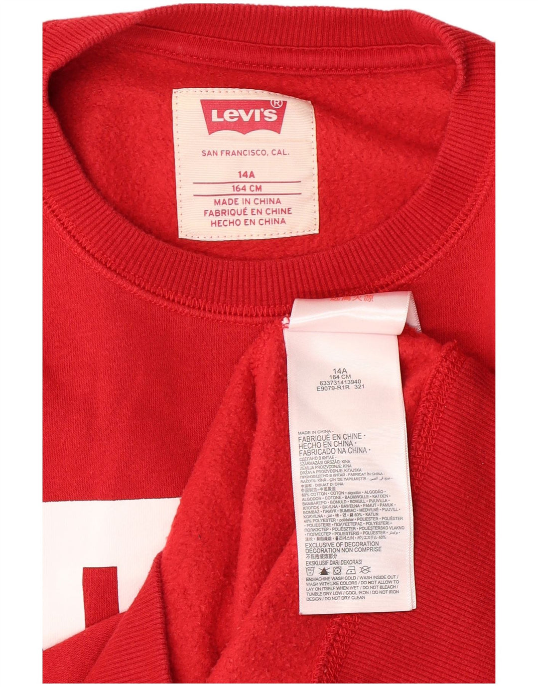 LEVI'S Boys Graphic Sweatshirt Jumper 13-14 Years Red Cotton
