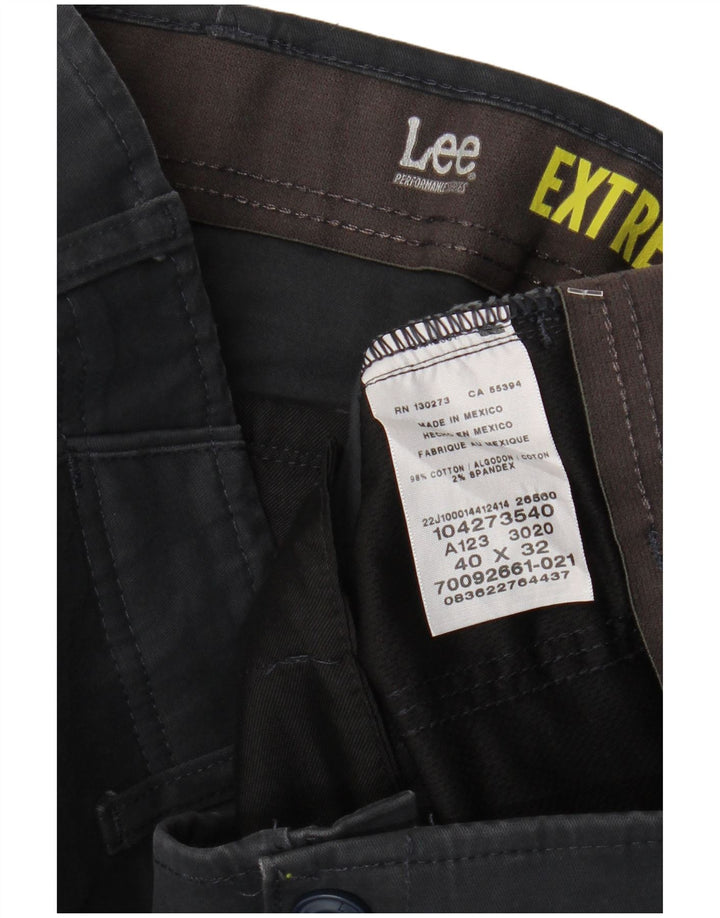 LEE Mens Extreme Motion Straight Chino Trousers W40 L32 Navy Blue Cotton