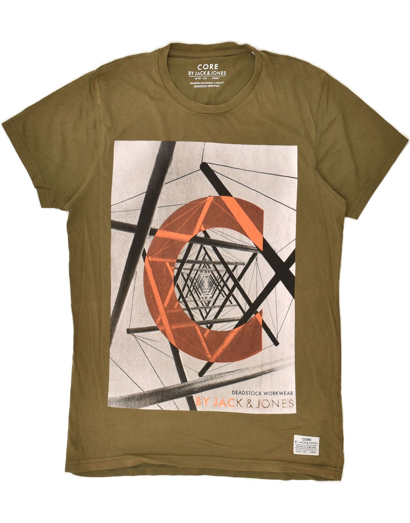 JACK & JONES Mens Graphic T-Shirt Top Medium Khaki Cotton | Vintage Jack & Jones | Thrift | Second-Hand Jack & Jones | Used Clothing | Messina Hembry 