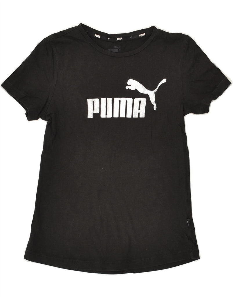 PUMA Girls Graphic T-Shirt Top 11-12 Years  Black Cotton | Vintage Puma | Thrift | Second-Hand Puma | Used Clothing | Messina Hembry 