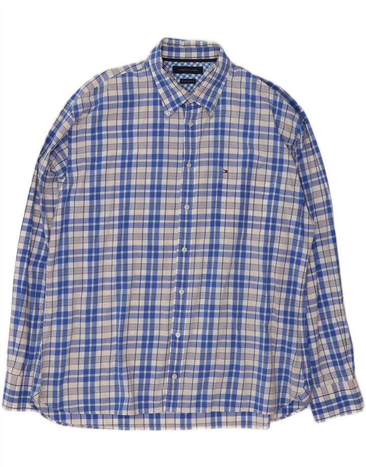 Tommy Hilfiger Mens Shirt XL Blue Check Cotton