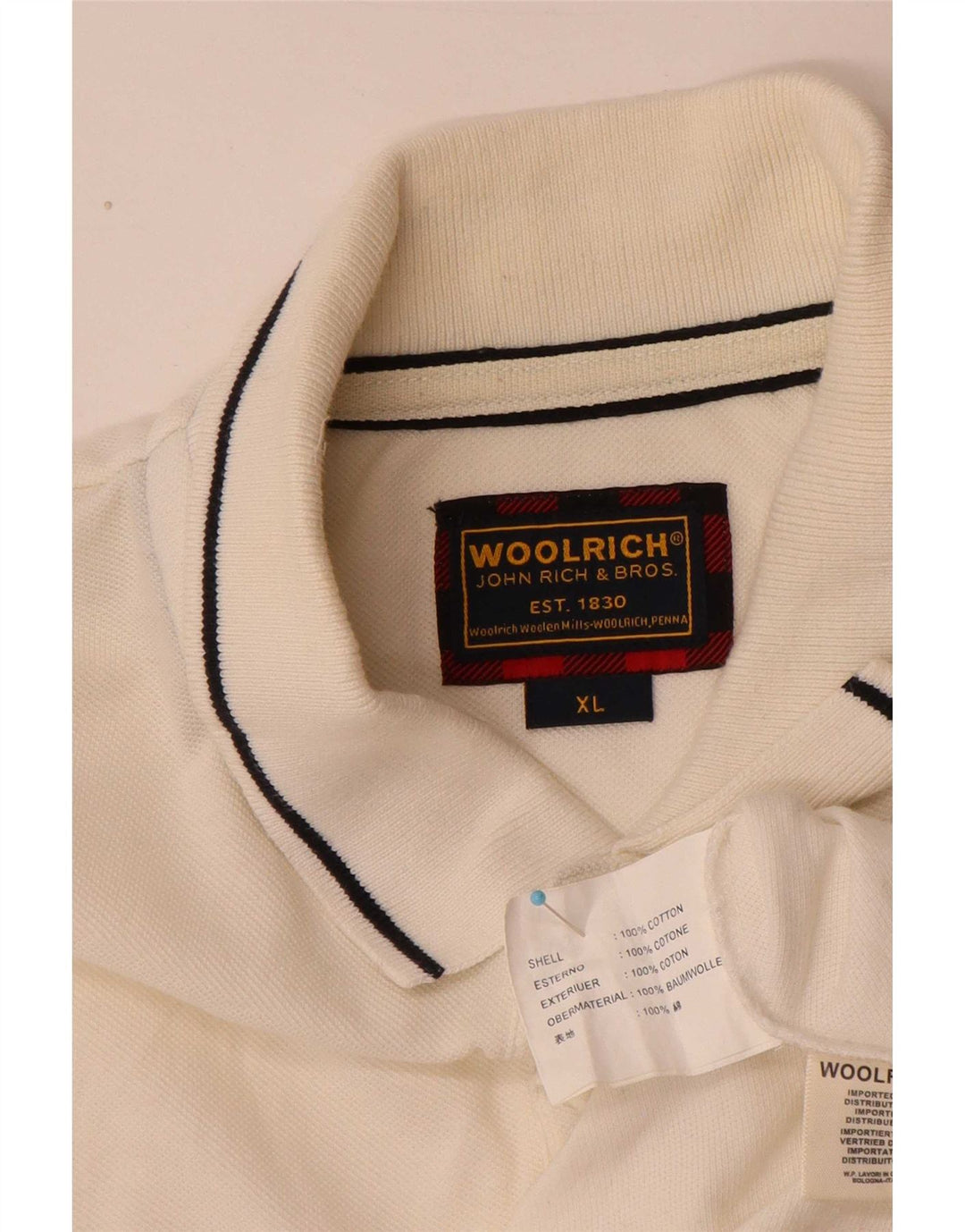 Woolrich Mens Polo Shirt XL White Cotton