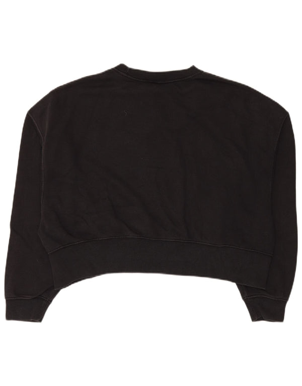 Nike Womens Crop Graphic Loose Fit Sweatshirt Jumper UK 6 XS Black Cotton