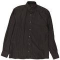 JAEGER Mens Tailored Shirt Size 15 Medium Black Chevron Cotton