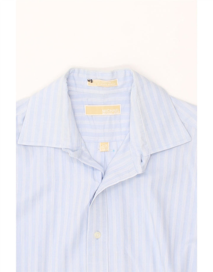 MICHAEL KORS Mens Formal Shirt Size 1/2 Large Blue Striped Cotton Vintage Michael Kors and Second-Hand Michael Kors from Messina Hembry 
