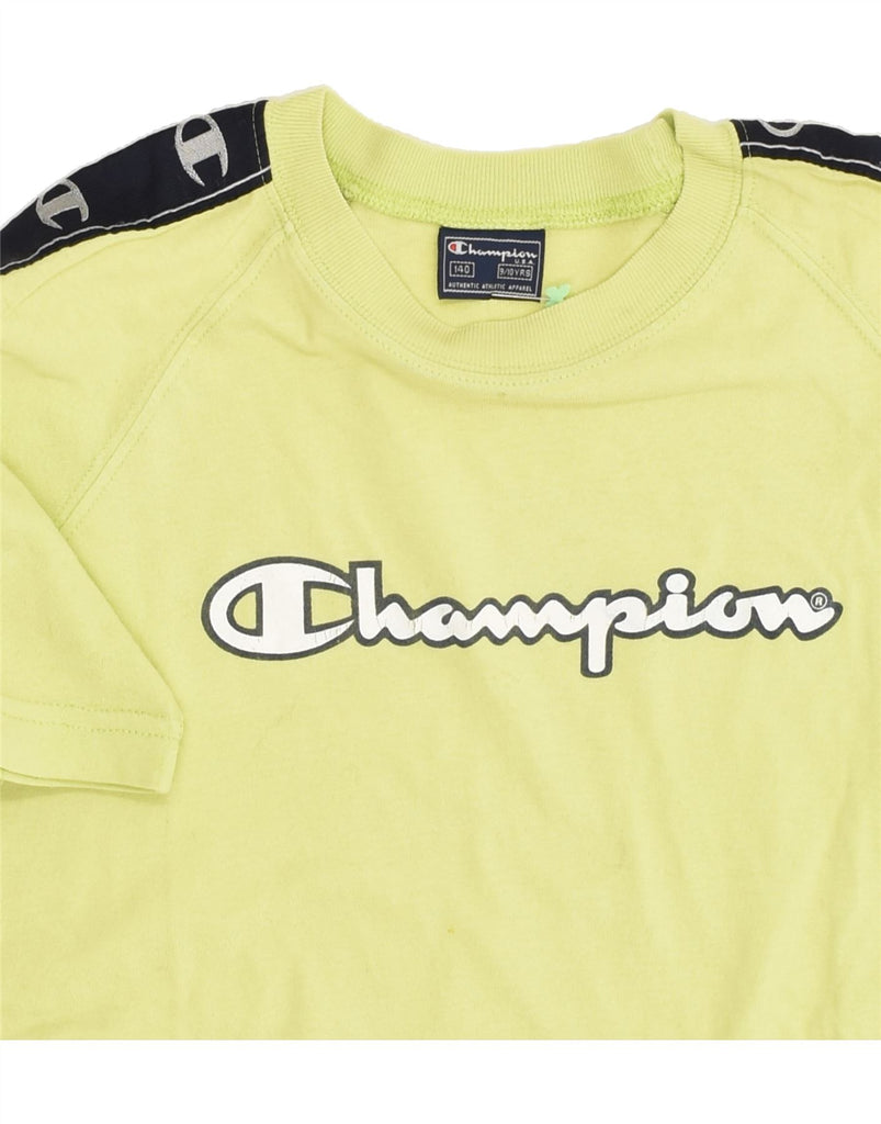 CHAMPION Boys Graphic T-Shirt Top 9-10 Years Yellow Cotton | Vintage Champion | Thrift | Second-Hand Champion | Used Clothing | Messina Hembry 