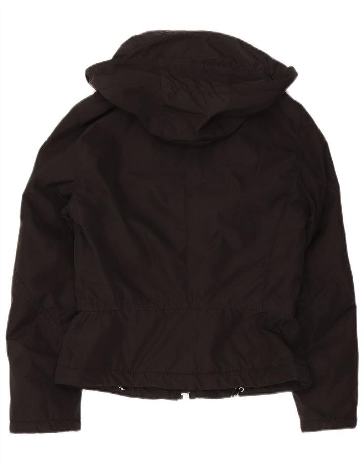 Post Card Womens Hooded Bomber Jacket UK 6 XS Black Polyamide