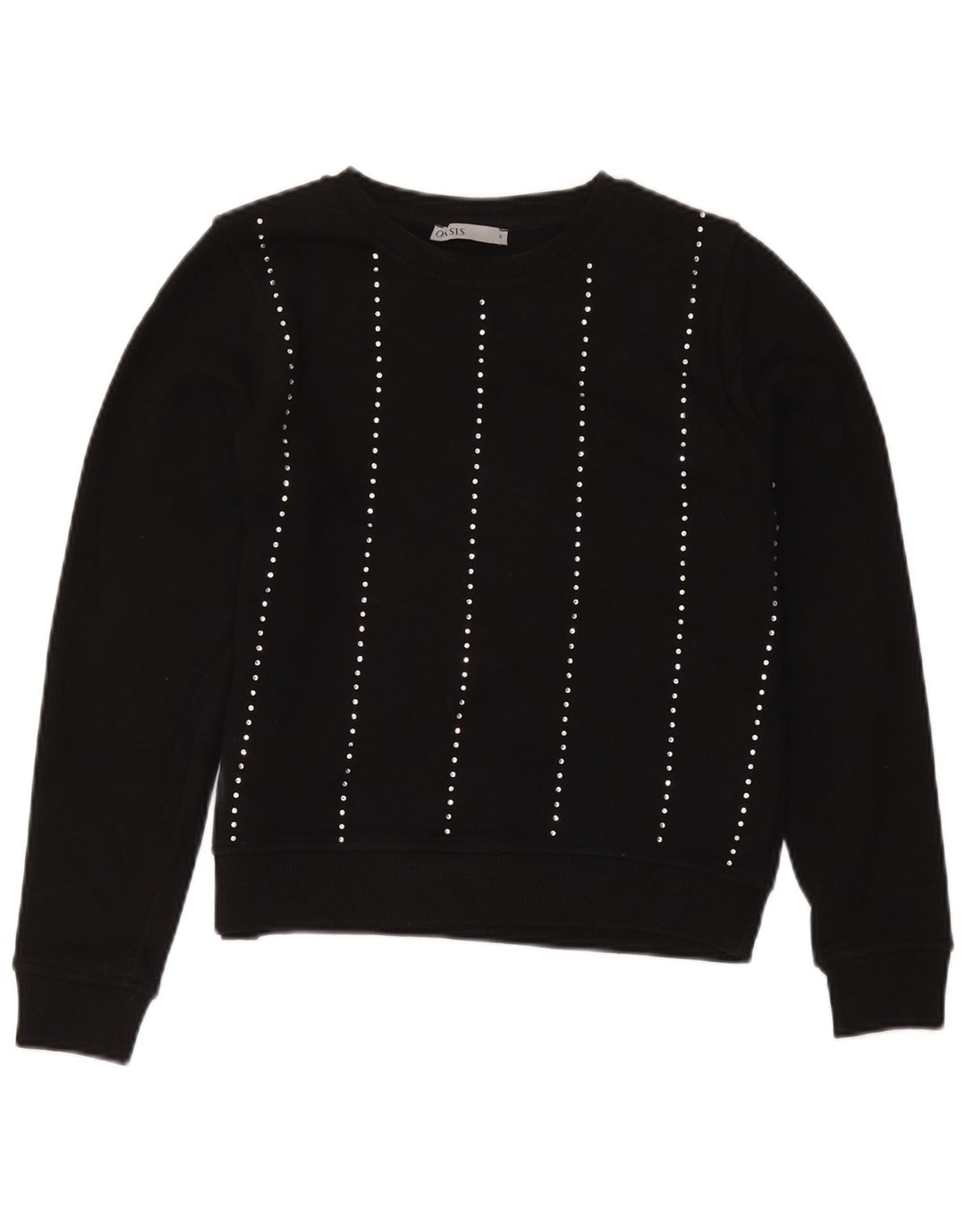 Oasis Womens Sweatshirt Jumper UK 10 Small Black Striped Cotton