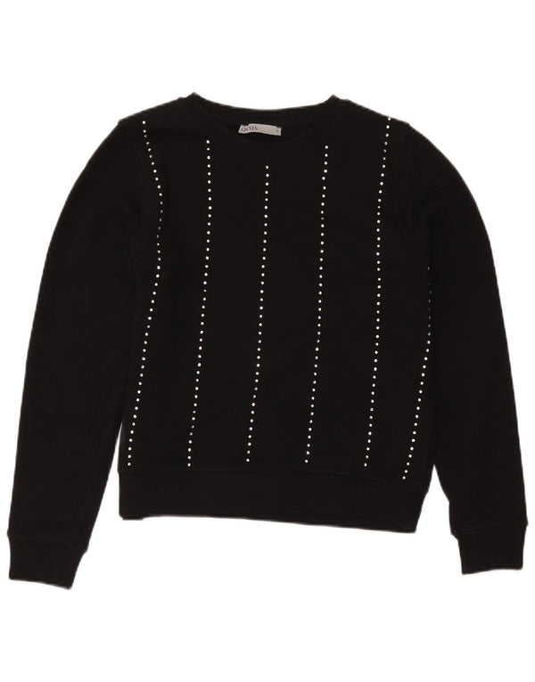 Oasis Womens Sweatshirt Jumper UK 10 Small Black Striped Cotton
