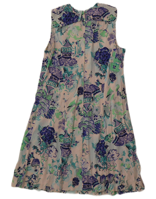 Vintage Womens Sleeveless A-Line Dress UK 12 Medium Off White Floral