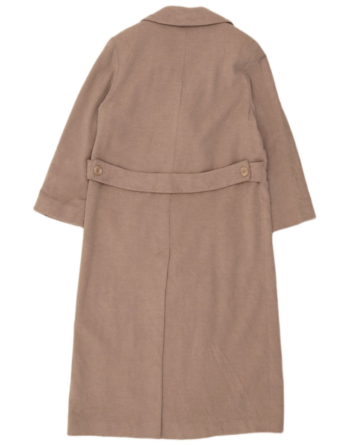 Marks & Spencer Womens Double Breasted Coat UK 12 Medium Beige Wool