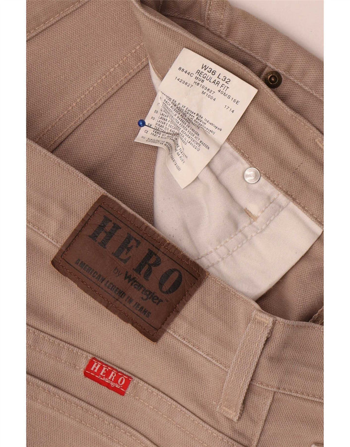 Wrangler Mens Regular Fit Straight Jeans W36 L32 Beige Cotton