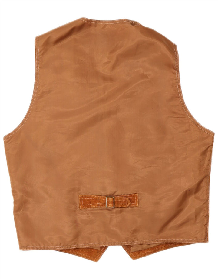 Pionier Mens Suede Waistcoat Medium Brown Leather