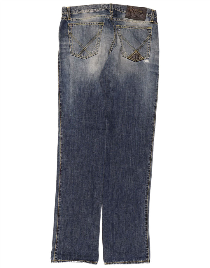 Roy Rogers Mens De Luxe Distressed Straight Jeans W32 L34 Blue Cotton