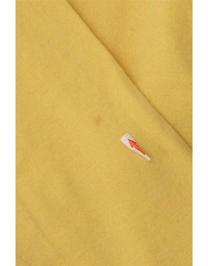 Benetton Mens V-Neck Jumper Sweater IT 52 Large Yellow Wool