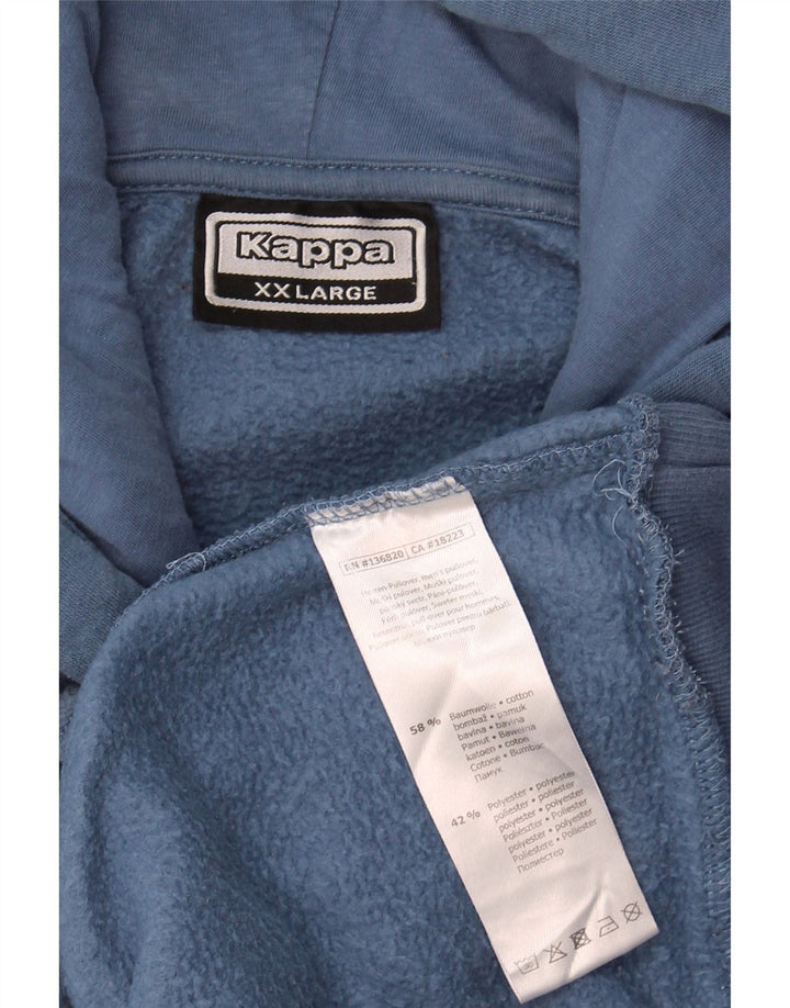 KAPPA Mens Graphic Hoodie Jumper 2XL Blue Cotton