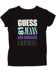 GUESS Womens Graphic T-Shirt Top UK 6 XS Black Cotton