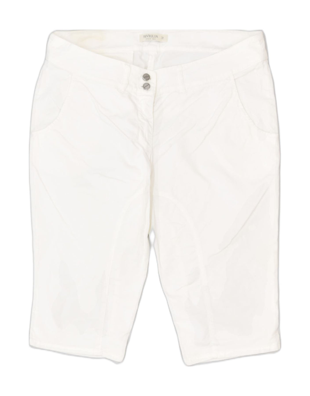 SIVIGLIA Womens Capri Trousers W31 L15 White Cotton Classic | Vintage | Thrift | Second-Hand | Used Clothing | Messina Hembry 