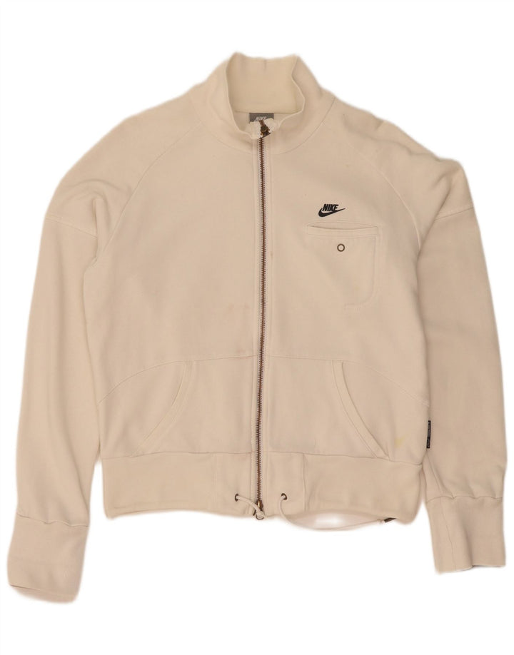 Nike Womens Tracksuit Top Jacket UK 10/12 Medium White Cotton
