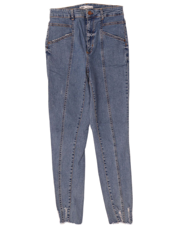 ZARA Womens High Waist Skinny Jeans EU 42 Large W32 L28 Blue Cotton