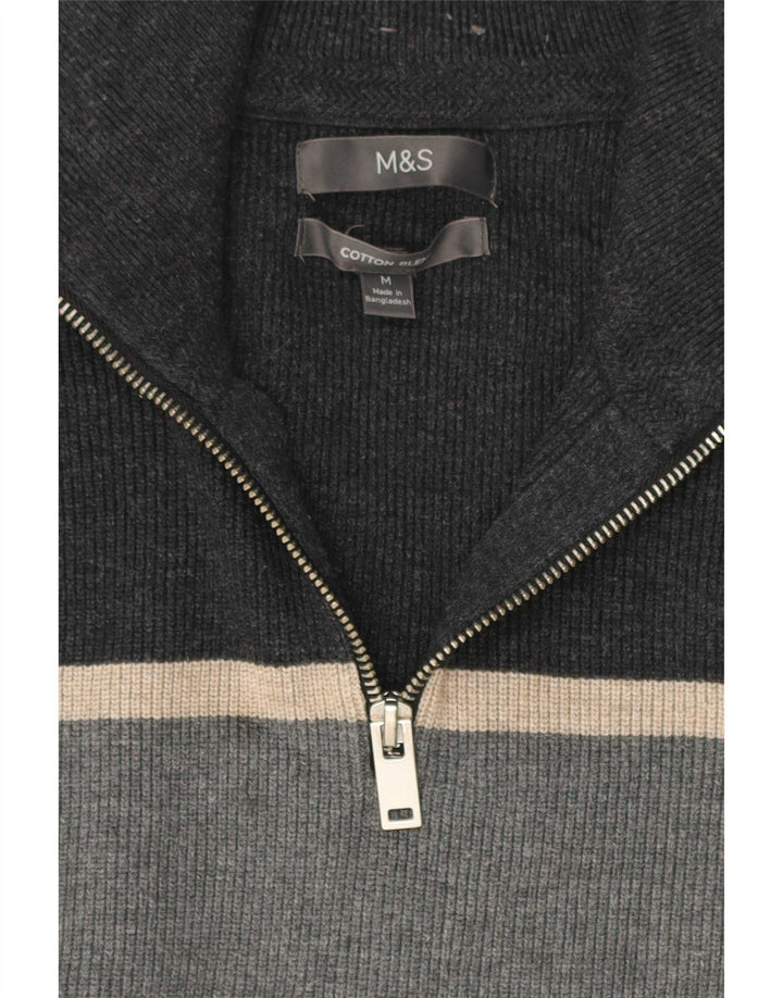 Marks & Spencer Mens Zip Neck Jumper Sweater Medium Multicoloured