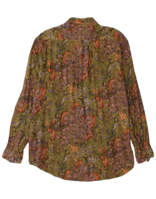 Vintage Mens Shirt Small Green Floral