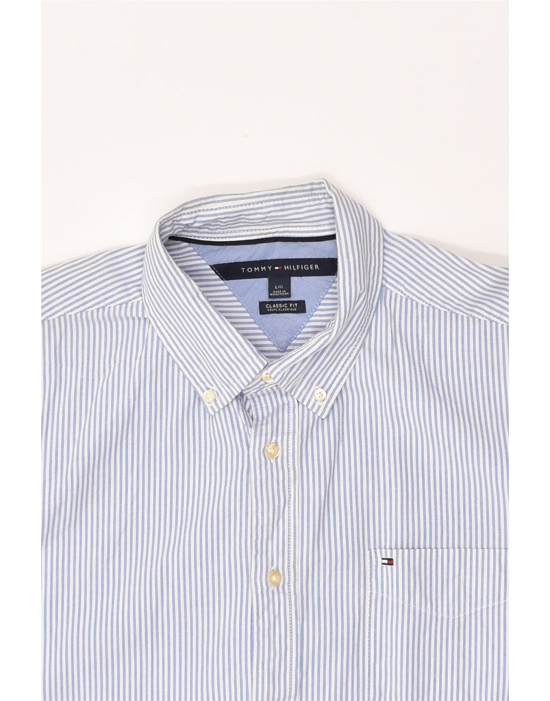 TOMMY HILFIGER Mens Classic Fit Shirt Large Blue Striped Cotton | Vintage Tommy Hilfiger | Thrift | Second-Hand Tommy Hilfiger | Used Clothing | Messina Hembry 