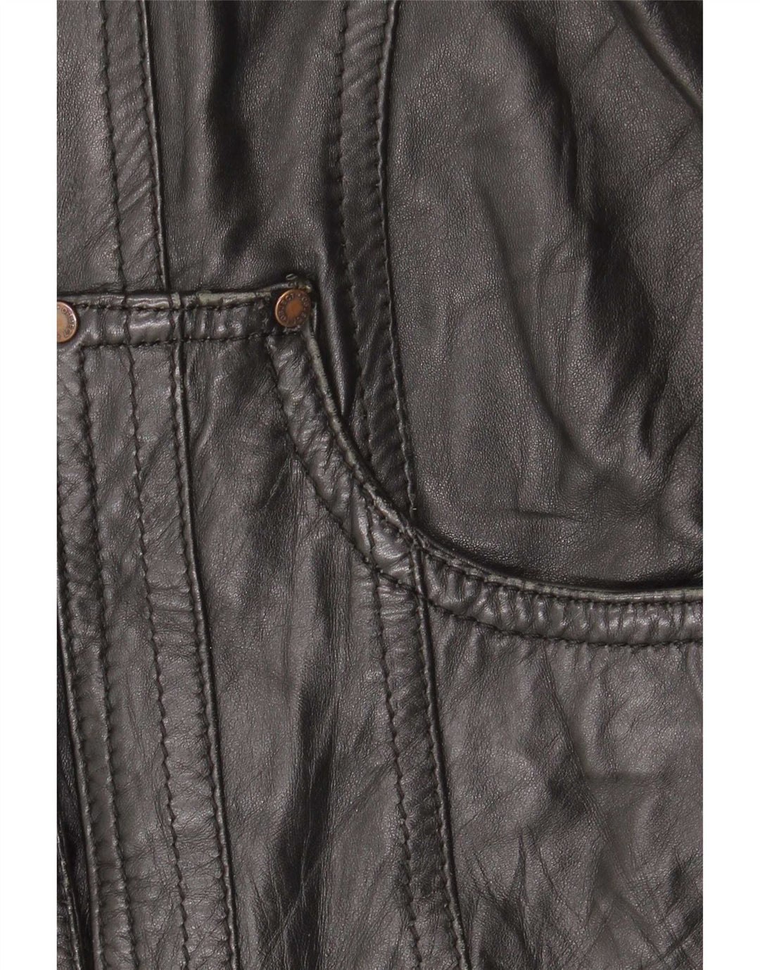 Object Womens Leather Jacket UK 10 Small Black Leather