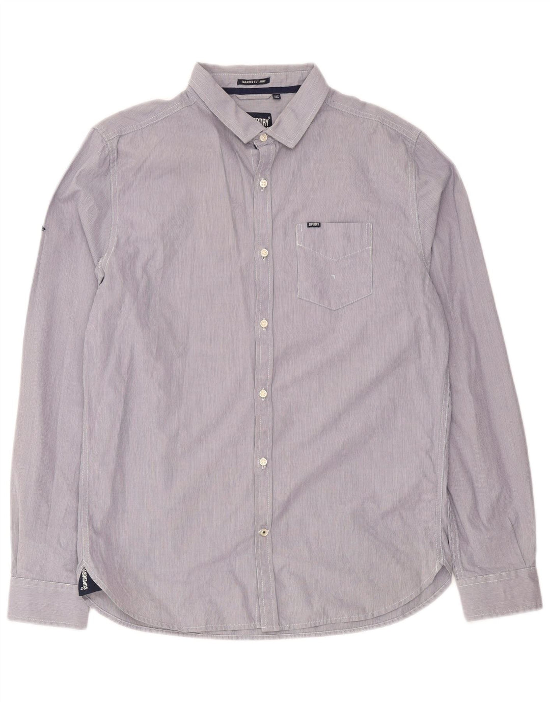 Superdry Mens Shirt XL Navy Blue Pinstripe Cotton