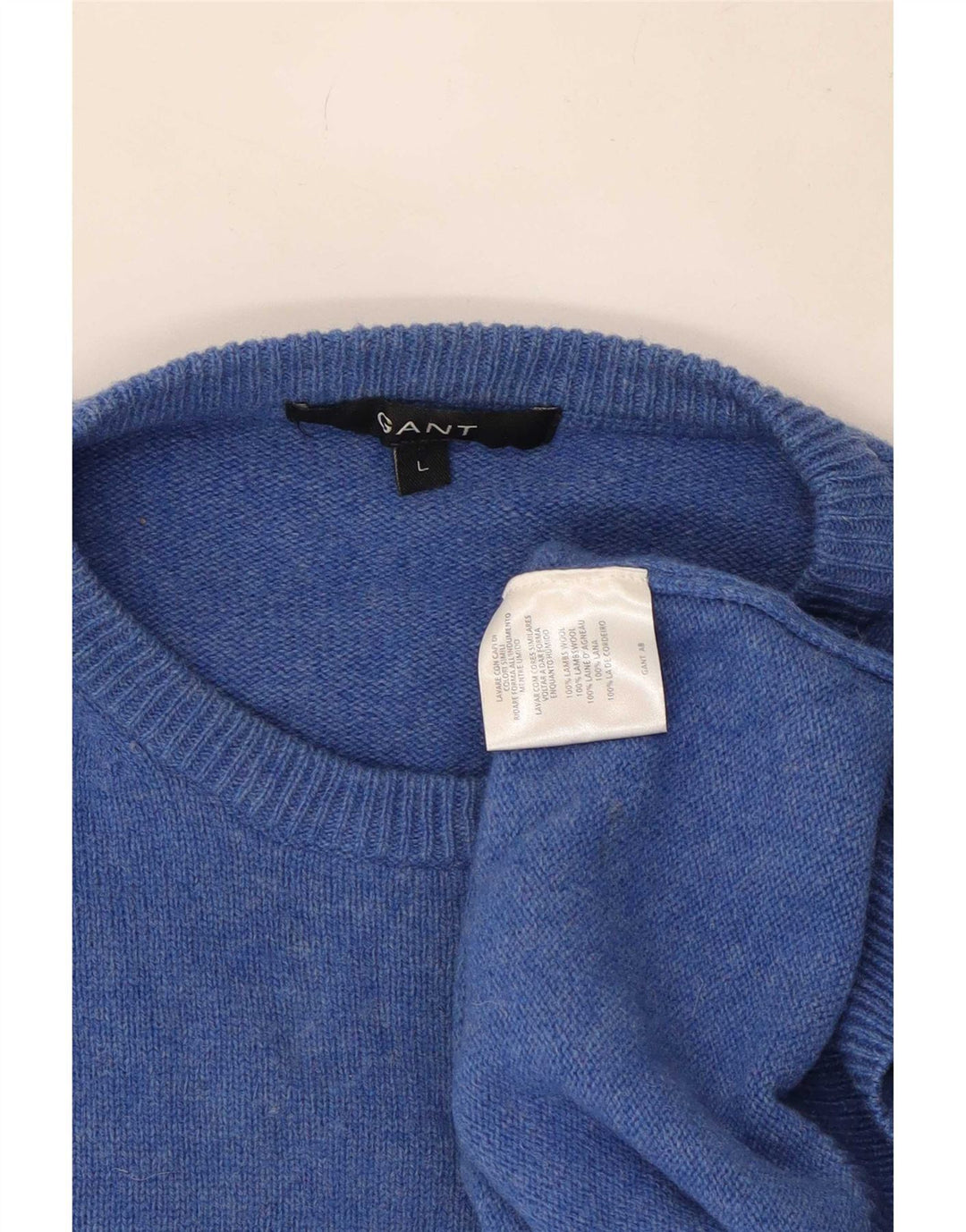 Gant Mens Crew Neck Jumper Sweater Large Blue Wool
