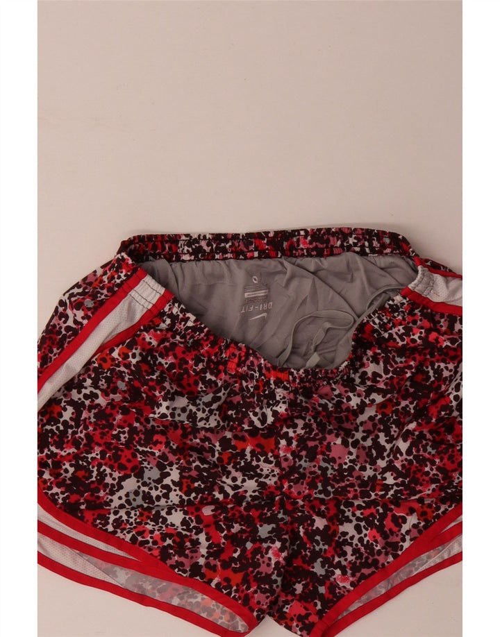 NIKE Womens Dri Fit Sport Shorts UK 14 Medium  Red Animal Print Polyester