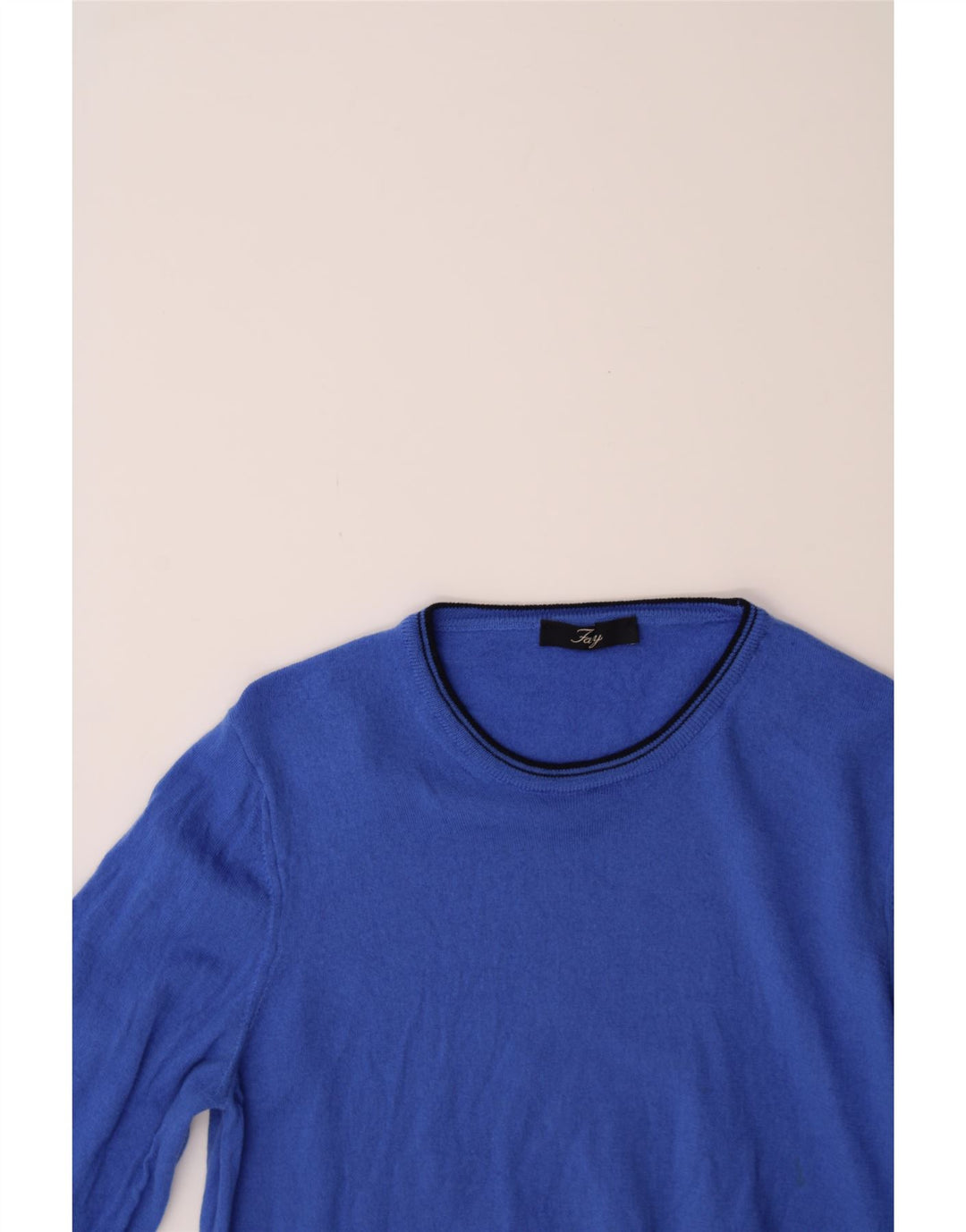 FAY Womens Boat Neck Jumper Sweater UK 14 Medium Blue Merino Wool Vintage Fay and Second-Hand Fay from Messina Hembry 
