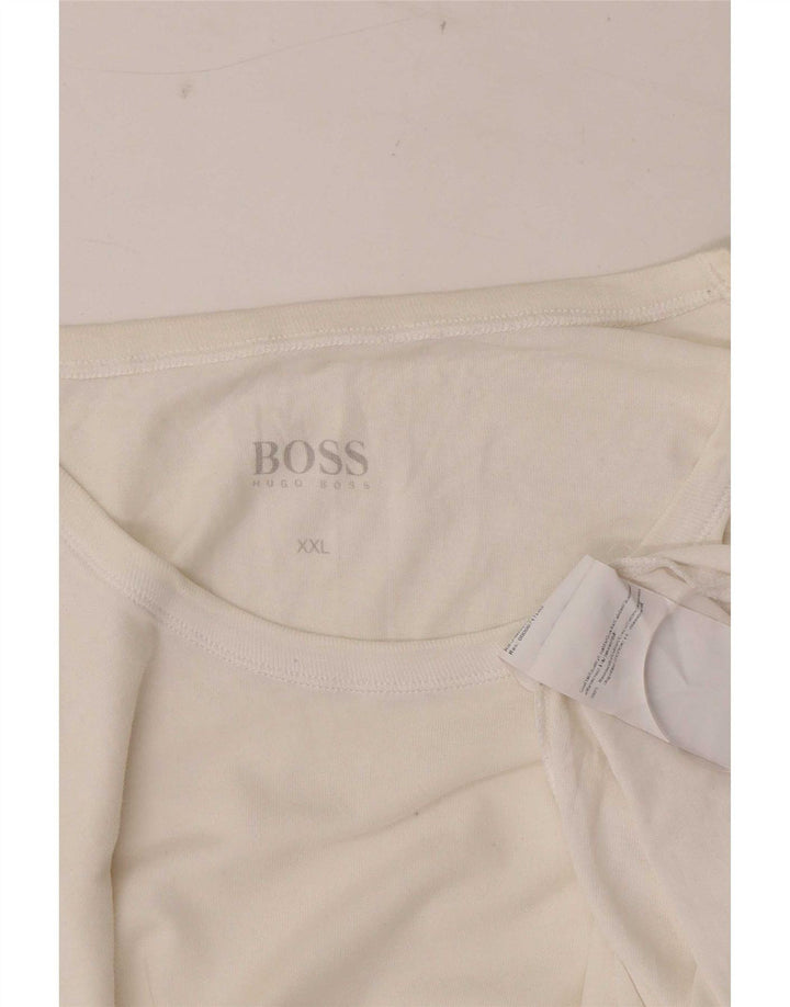 Hugo Boss Mens T-Shirt Top 2XL White Cotton