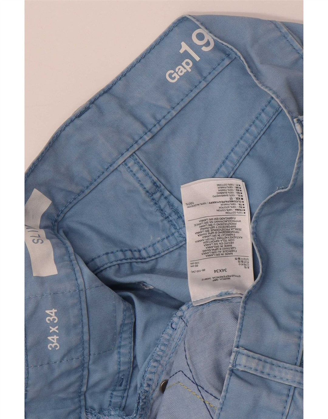 Gap Mens Slim Casual Trousers W34 L34 Blue Cotton