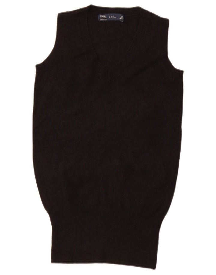 ZARA Womens Vest Tank Top UK 8 Small Black Rayon