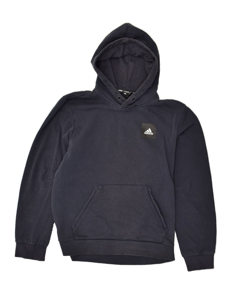 ADIDAS Mens Graphic Hoodie Jumper Small Navy Blue Cotton | Vintage Adidas | Thrift | Second-Hand Adidas | Used Clothing | Messina Hembry 