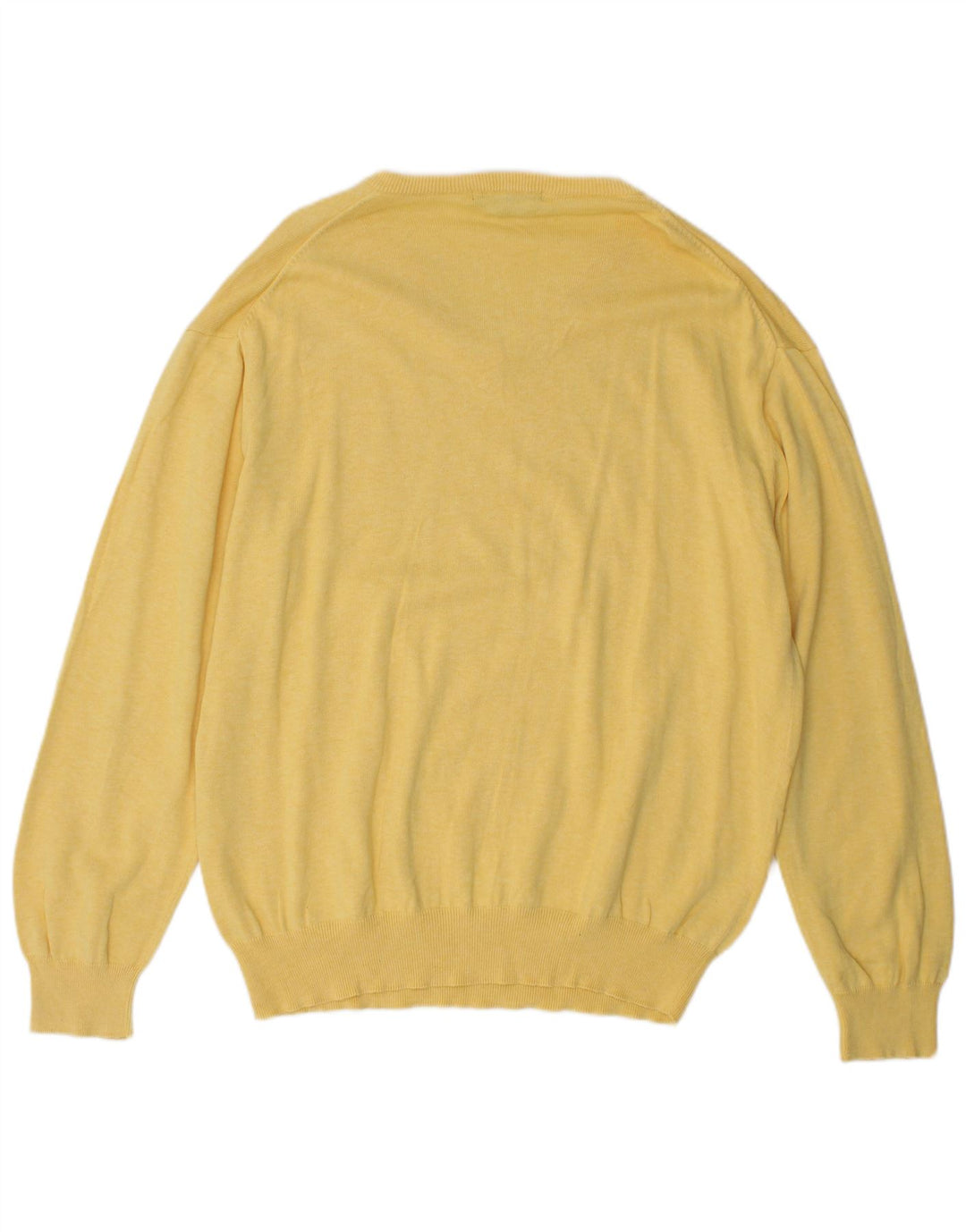 Gant Mens V-Neck Jumper Sweater 2XL Yellow Cotton