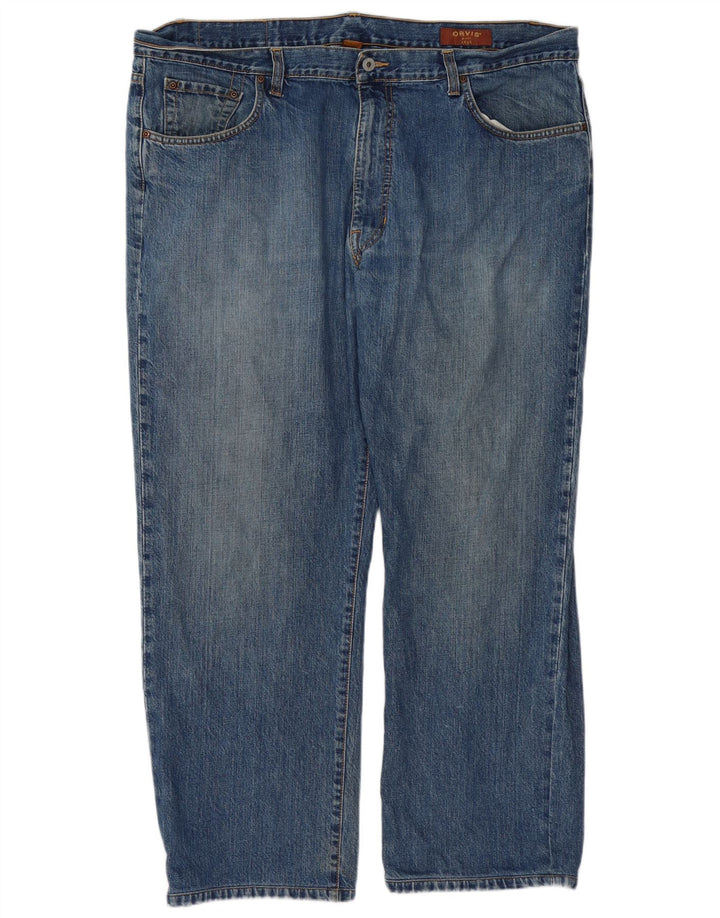 Orvis Mens Straight Jeans W44 L30 Blue Cotton