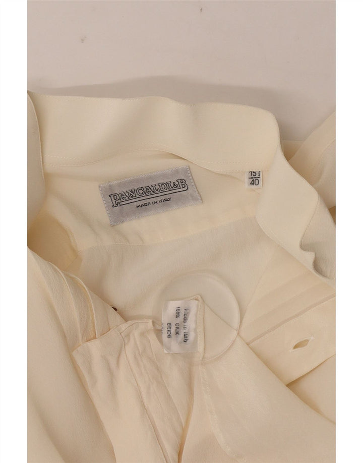 Pancaldi & B Mens Formal Shirt Size 40 15 3/4 Medium Beige Silk